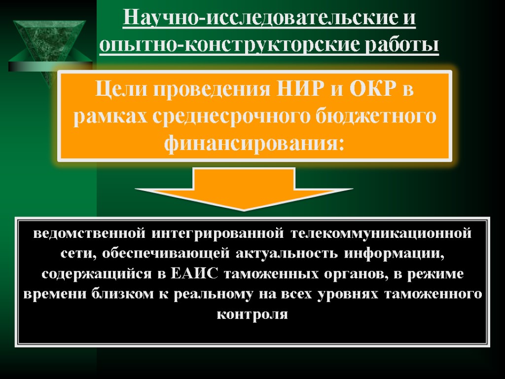 Научно-исследовательские и опытно-конструкторские работы Цели проведения НИР и ОКР в рамках среднесрочного бюджетного финансирования: